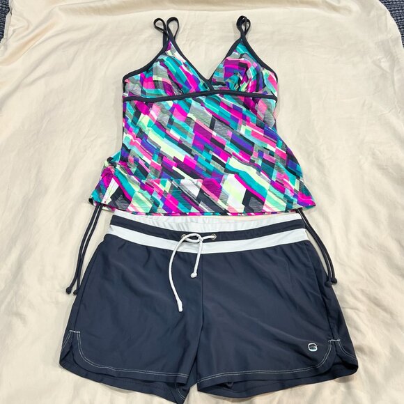 Free Country Tankini Top (XL) and Board Short (L) 2 Piece Swim Set - Picture 14 of 14